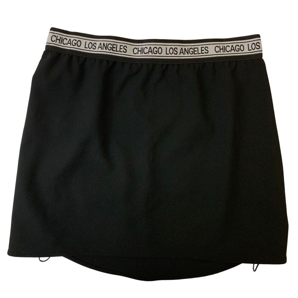 ZARA Black Mini Skirt with City Logo Waistband  Size L - Picture 5 of 6